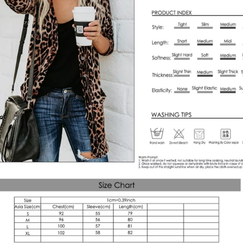 Sexy Leopard Light Weight Thin Cardigan Top - Picture 6 of 6